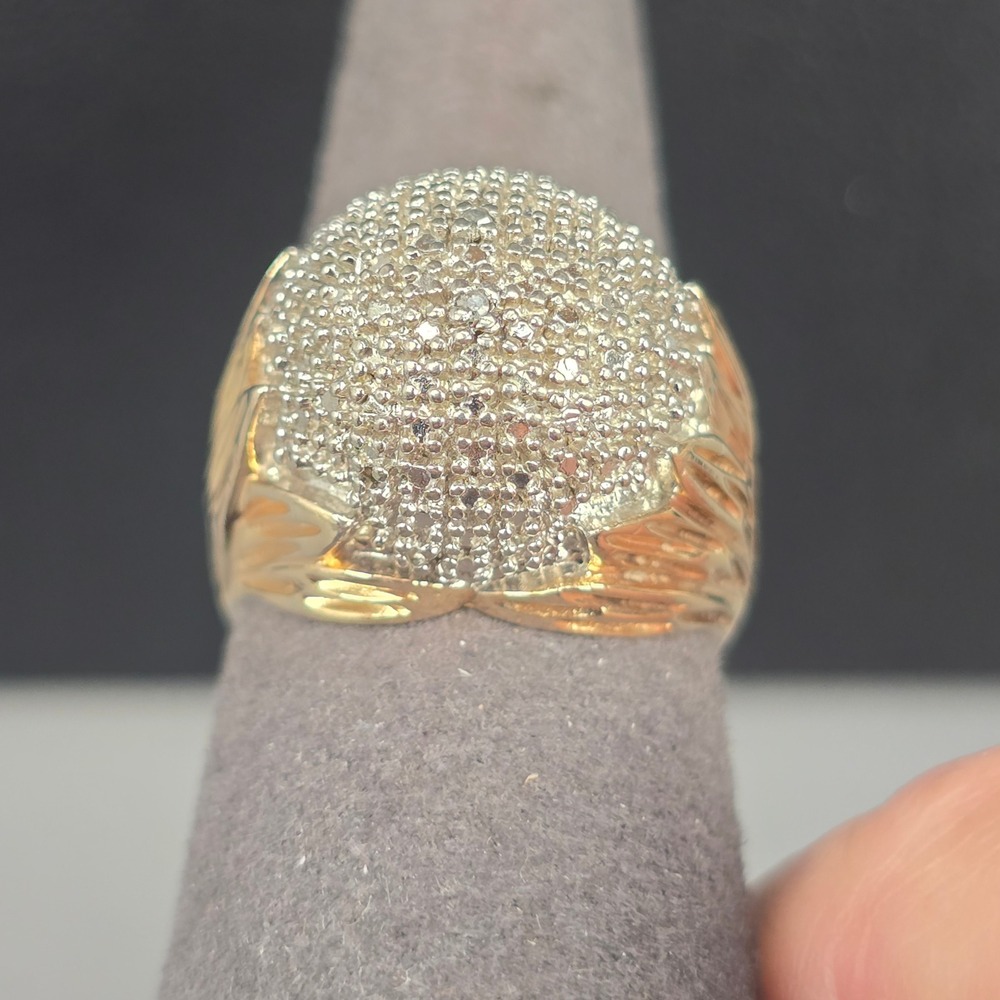 Ross Simons Sterling Silver Gold Over Pavé Dome Statement Ring Sz 7